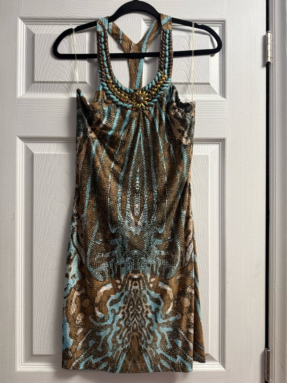 Boston Proper Beaded Racer-Back Animal Print Mini Dress Size 2